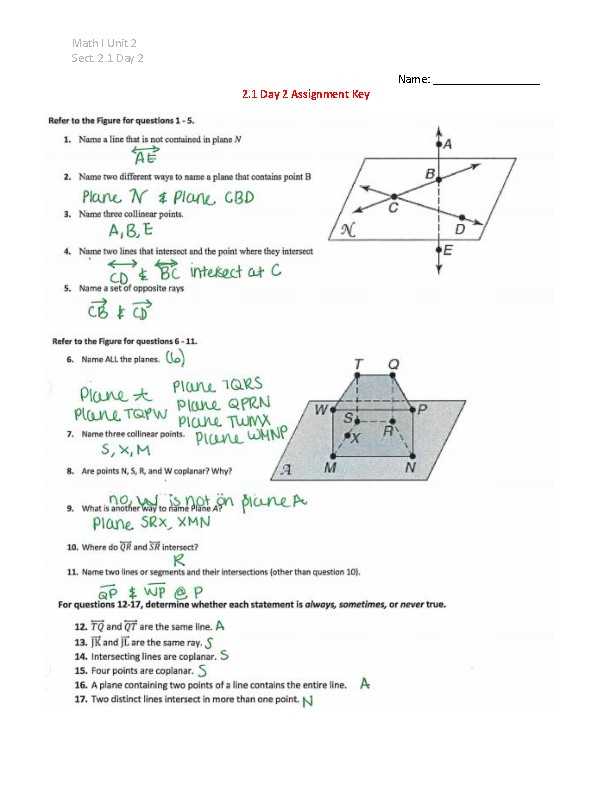 1 1 practice points lines and planes answer key