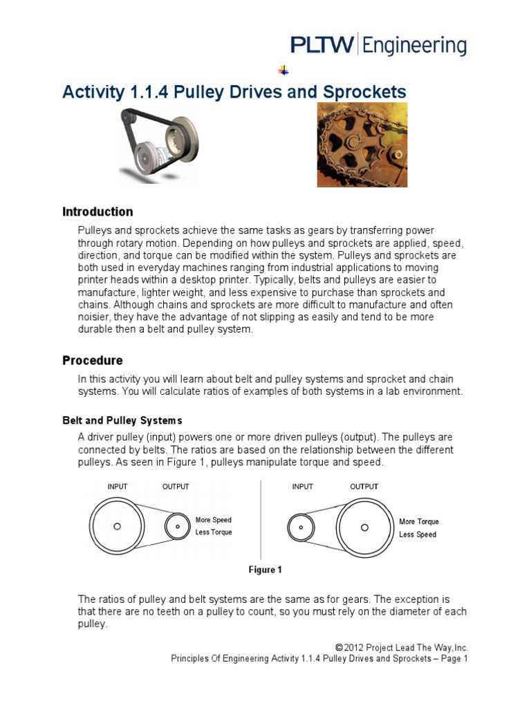1.1 5 pulley drives and sprockets answer key