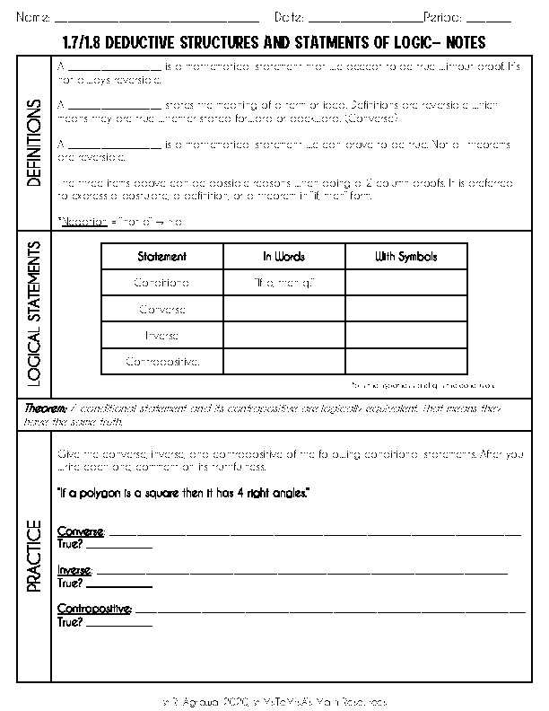 1.7 writing proofs answer key
