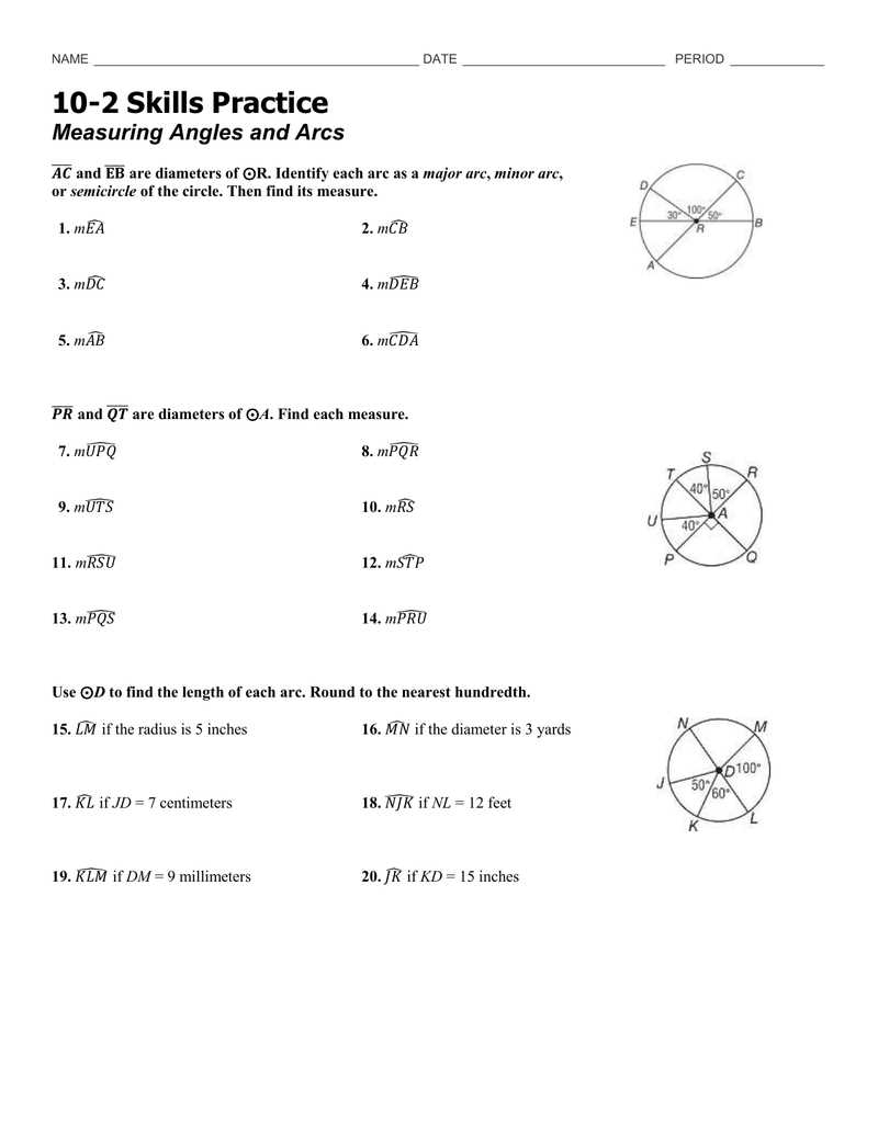 10 6 skills practice secants tangents and angle measures answer key