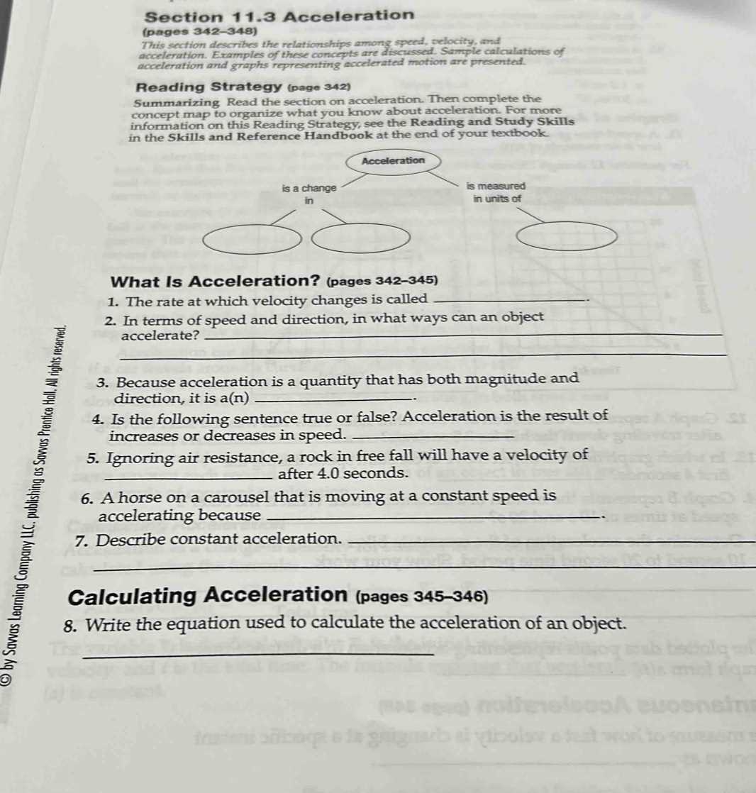 11.3 acceleration review answer key