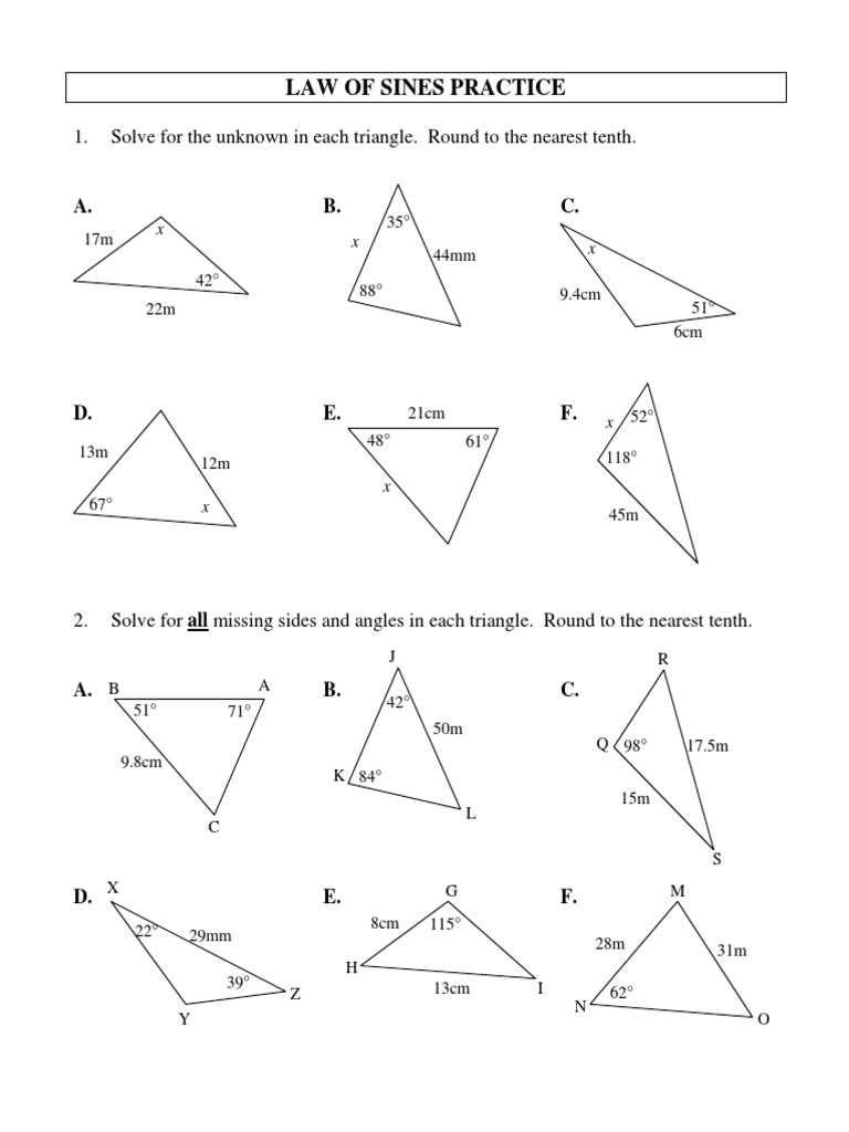 13 4 practice law of sines answer key