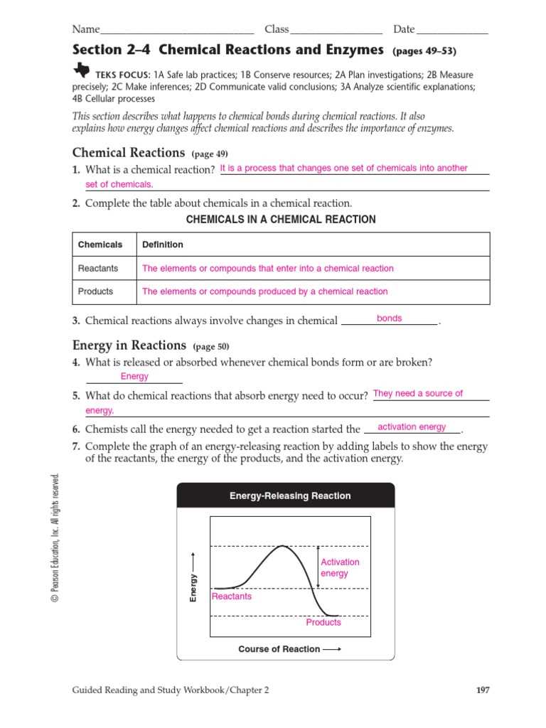 2.4 chemical reactions answer key