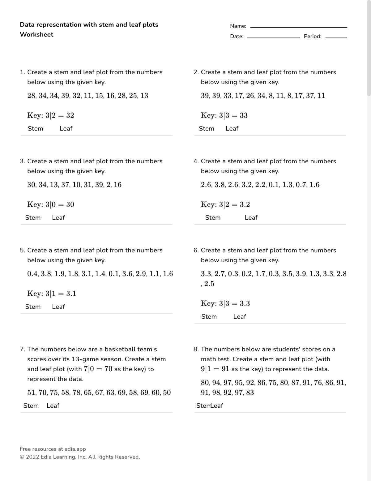 2.5 worksheet iqr outliers answer key
