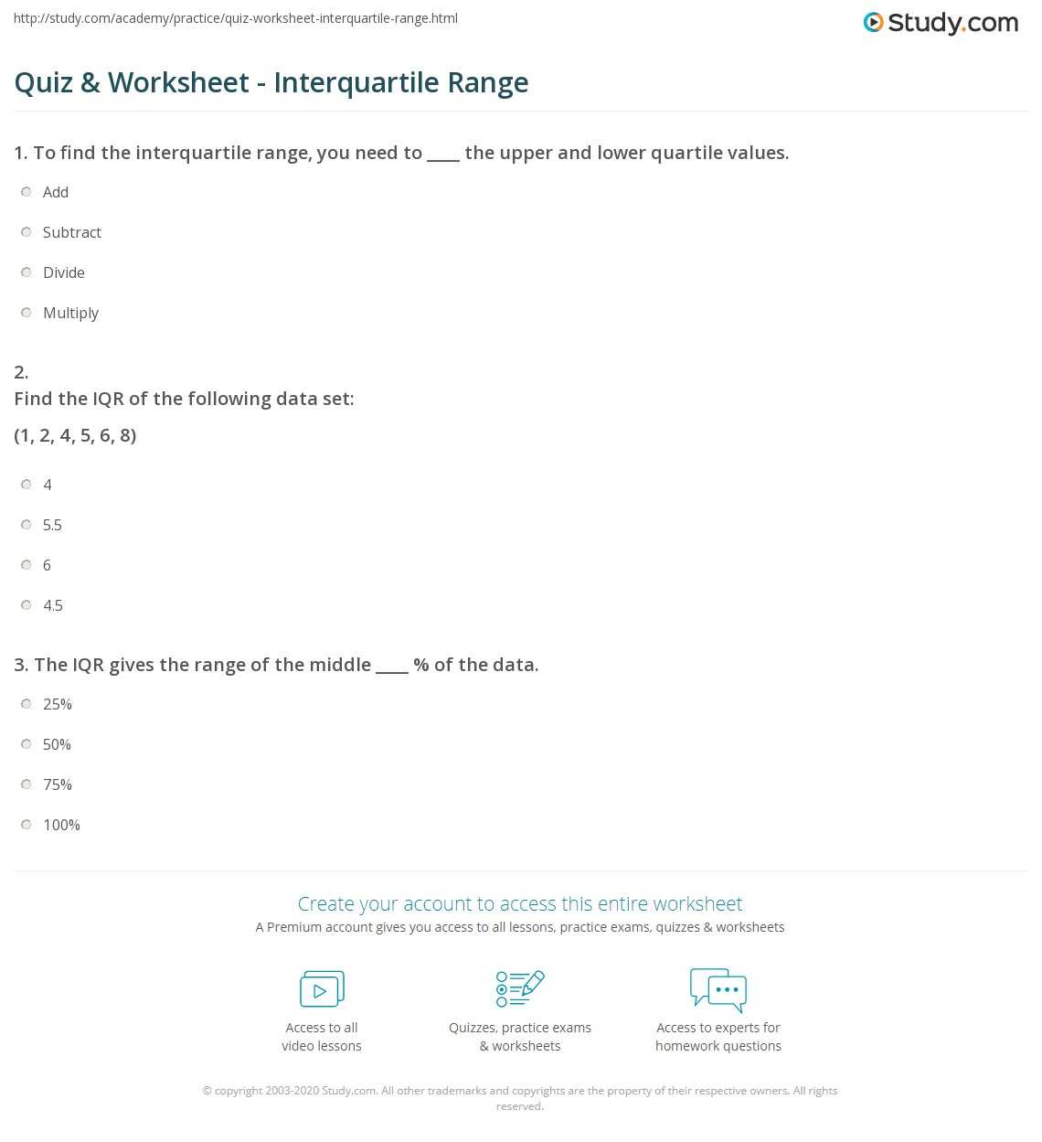 2.5 worksheet iqr outliers answer key