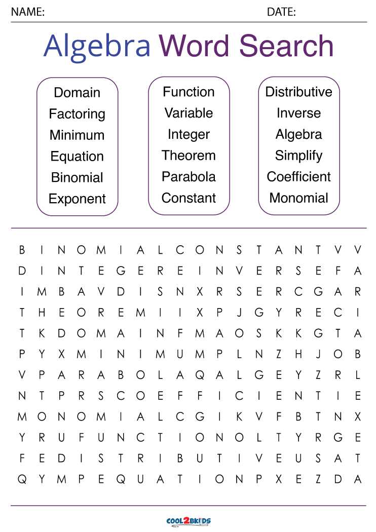 2018 puzzles to print com algebra vocabulary answer key