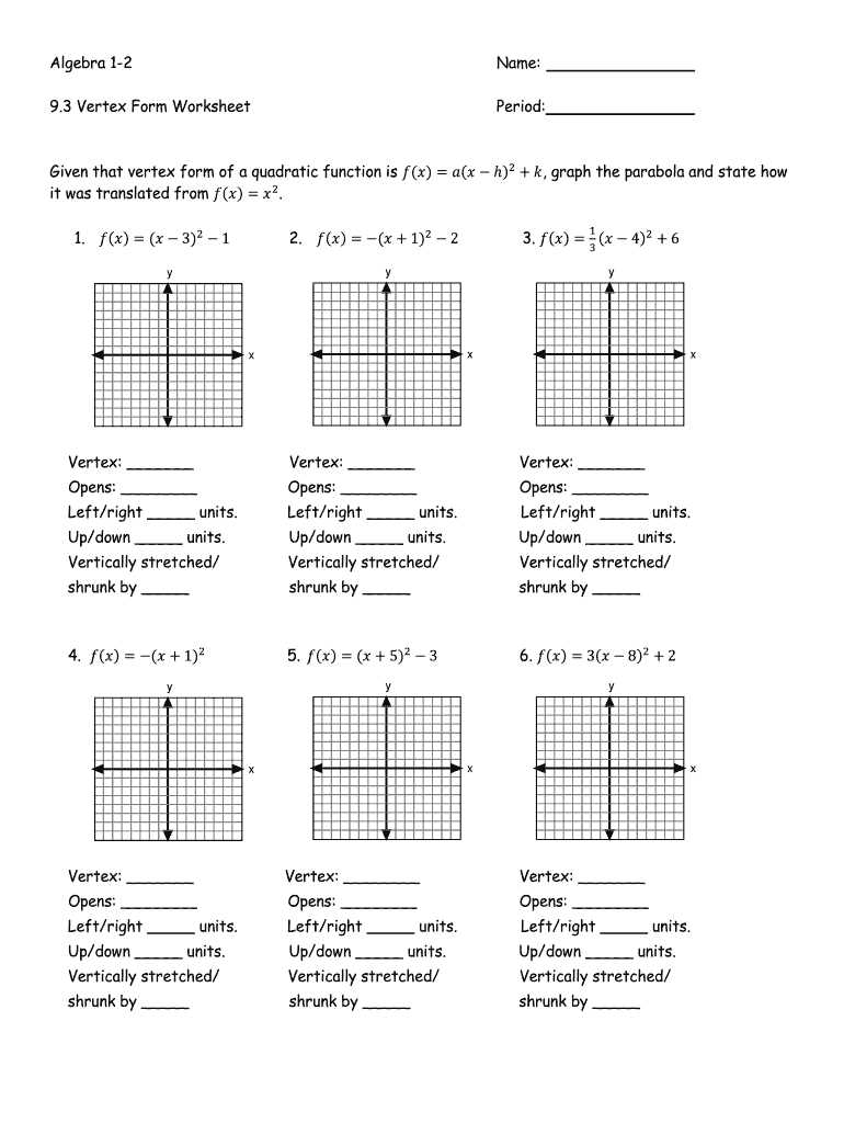 3.1 graphing quadratic functions answer key