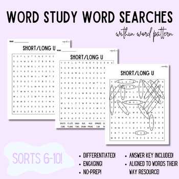 3rd grade word work homework sort by pattern answer key