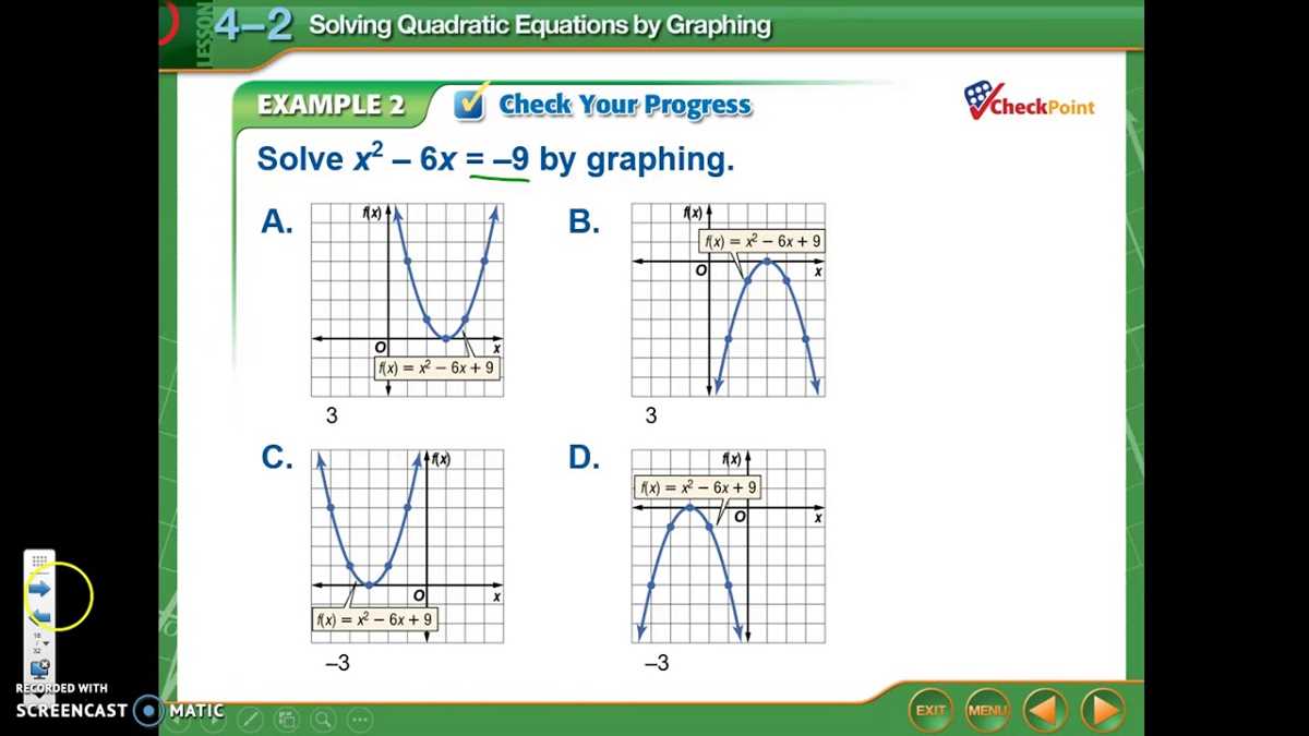 4 2 practice solving quadratic equations by graphing answer key