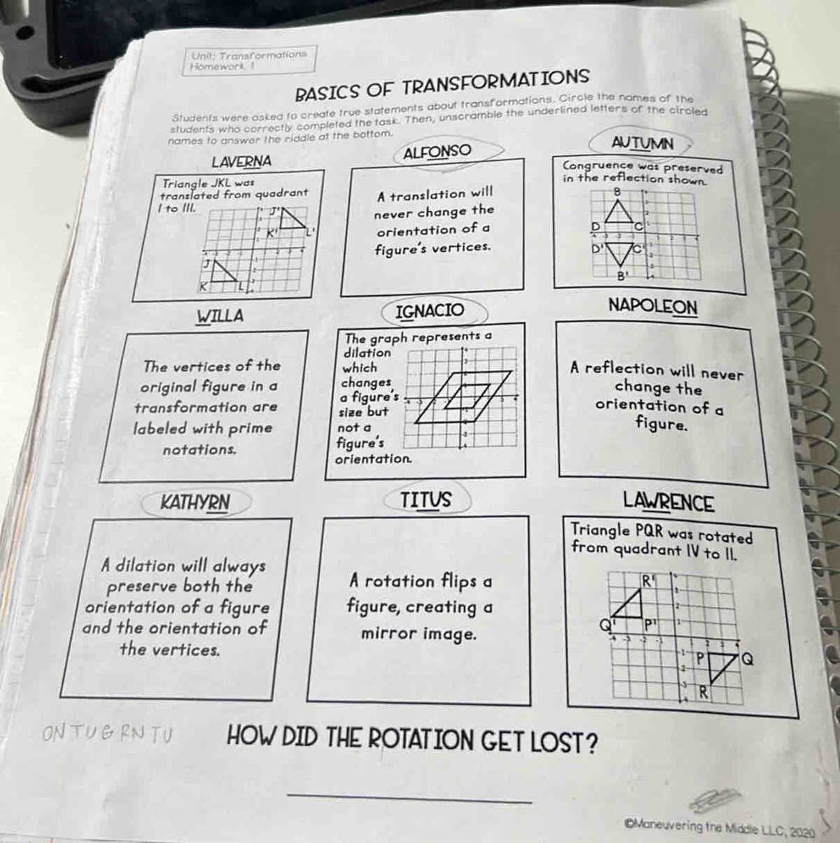 4.1 transformations answer key