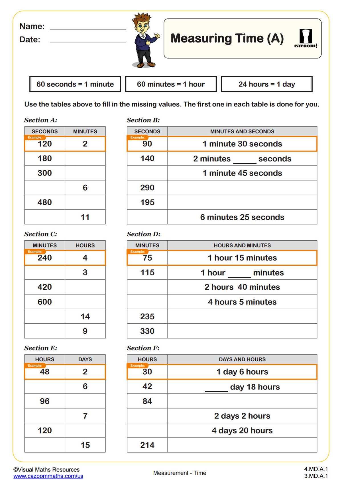 4th grade math minutes answer key