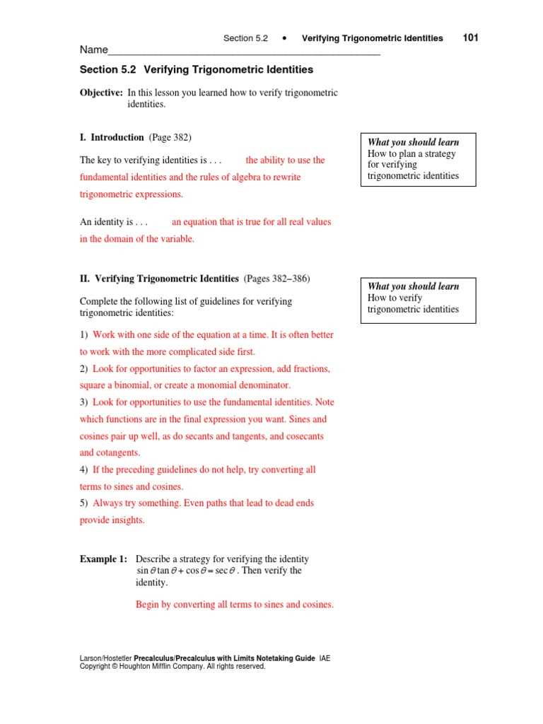 5 2 practice verifying trigonometric identities answer key