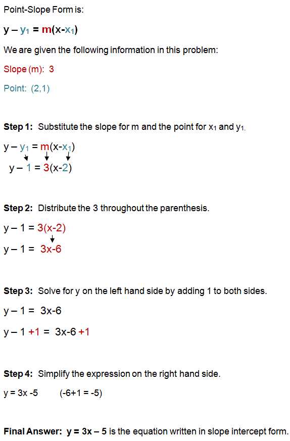 5 4 point slope form answer key