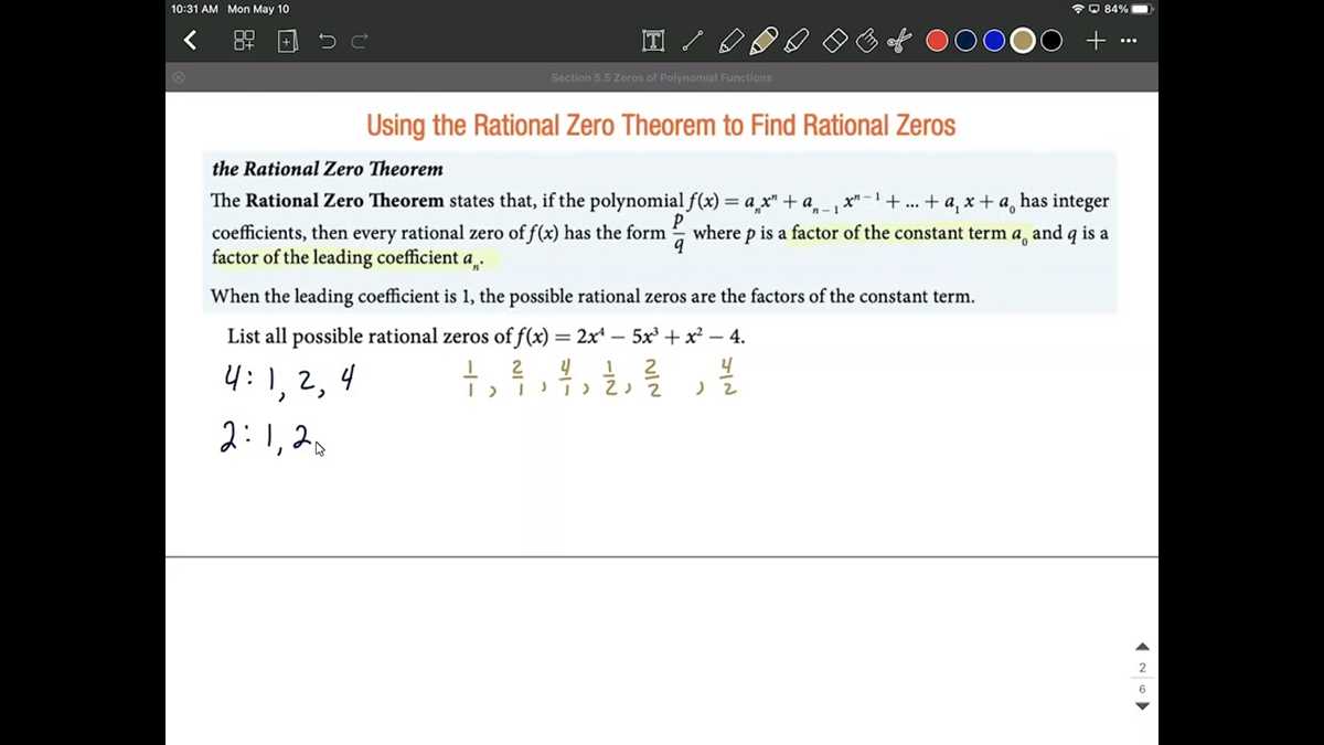 5 8 practice rational zero theorem answer key 5 8 practice rational zero theorem answer key