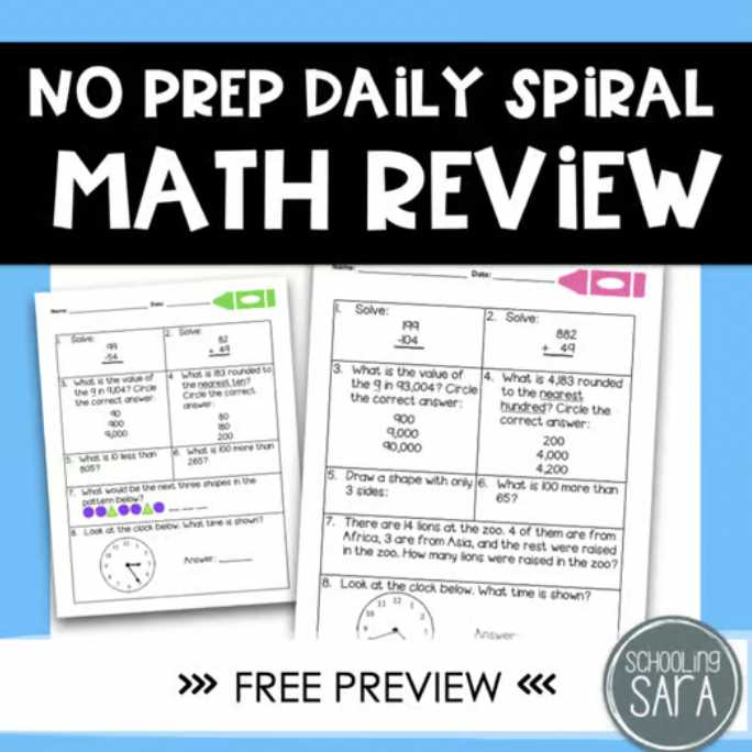 5 a day math review answer key