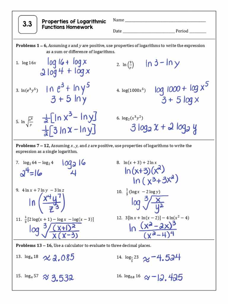 6 3 additional practice logarithms answer key