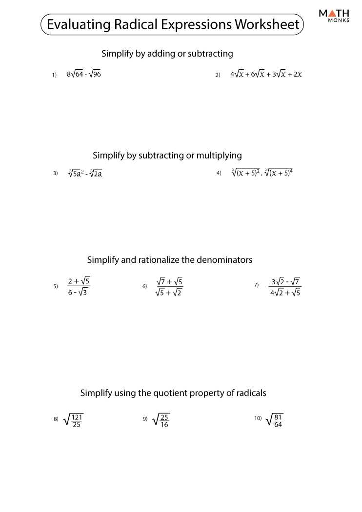 6 5 practice operations with radical expressions answer key 6 5 practice operations with radical expressions answer key