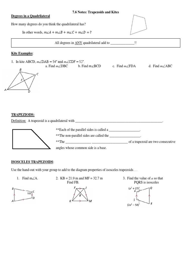 6 6 study guide and intervention trapezoids and kites answer key 6 6 study guide and intervention trapezoids and kites answer key