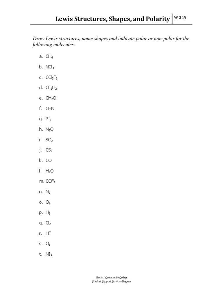 7.2 worksheet molecular shape and polarity answer key