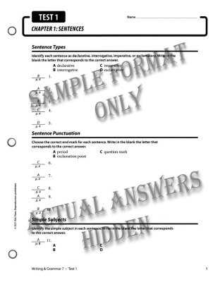 7th grade reading test with answer key