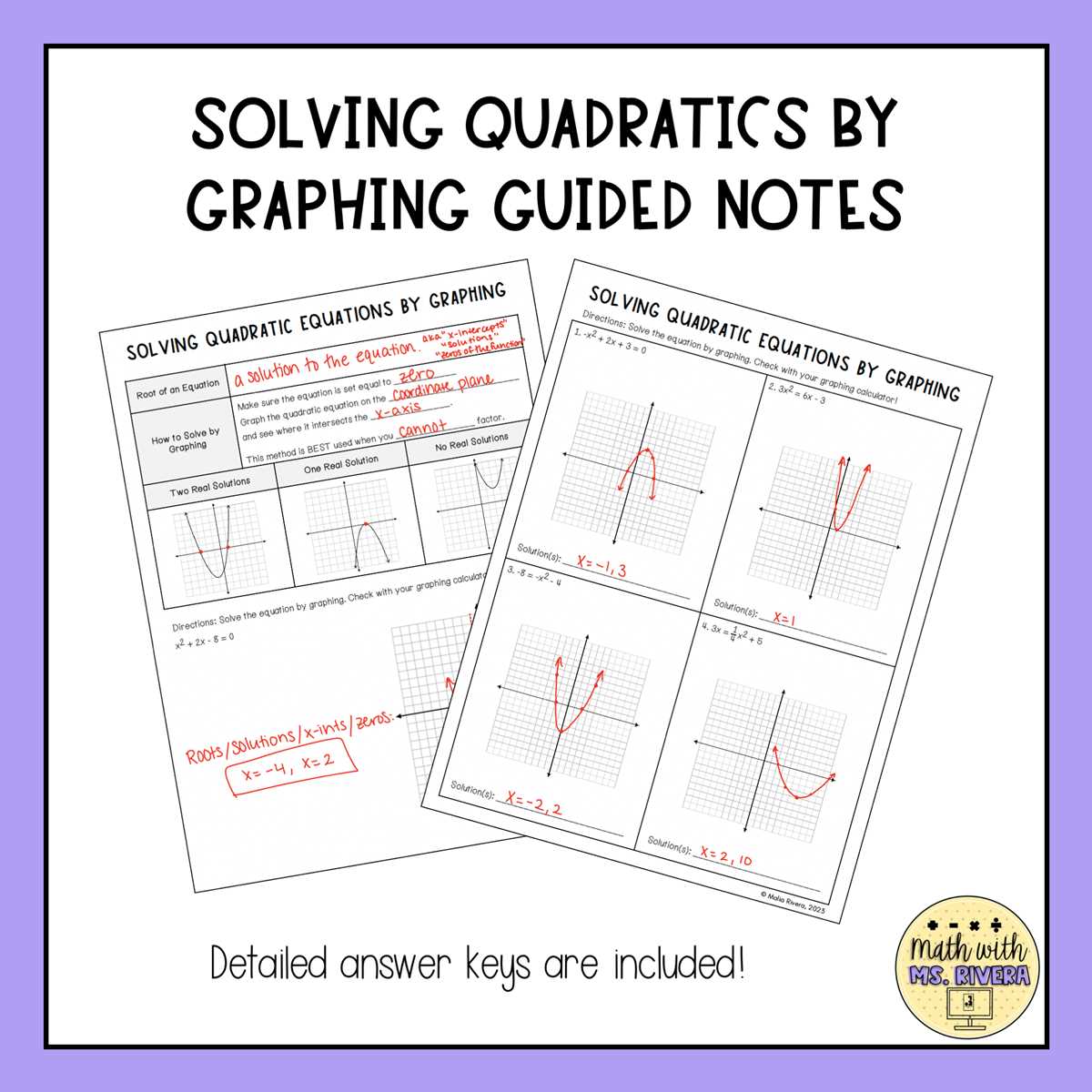 8 2 worksheet characteristics of quadratic functions answer key