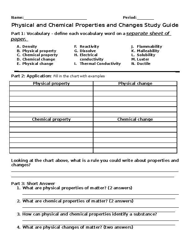 8.1 describing chemical change answer key