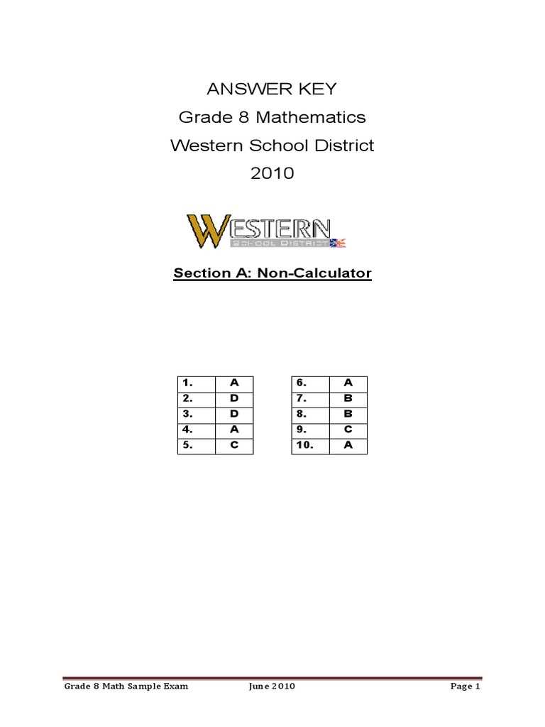 8th grade math state test 2026 answer key