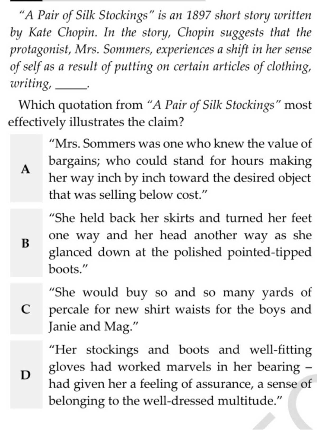 a pair of silk stockings answer key