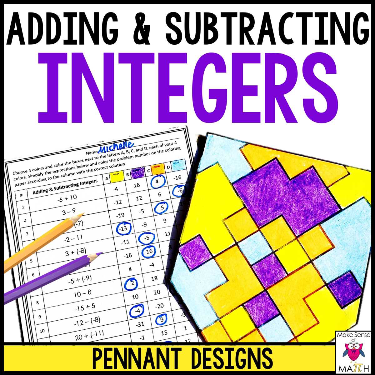 adding and subtracting integers worksheet with answer key