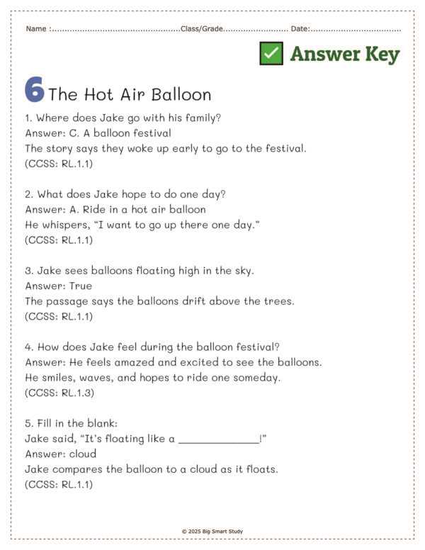 adventure on a hot air balloon answer key