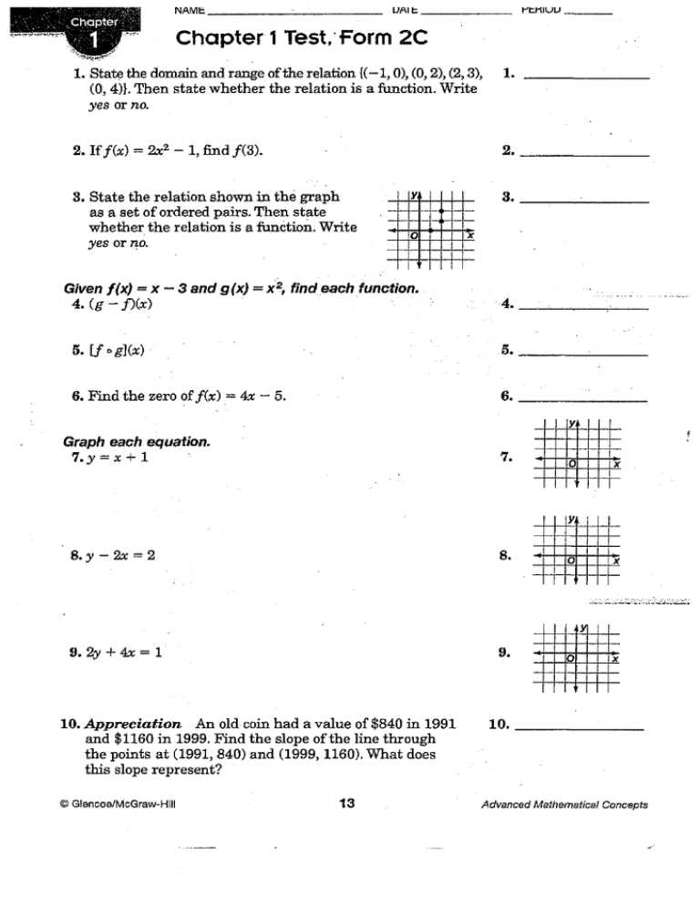 algebra 1 glencoe mathematics answer key