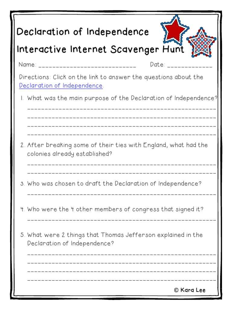 american revolution internet scavenger hunt answer key
