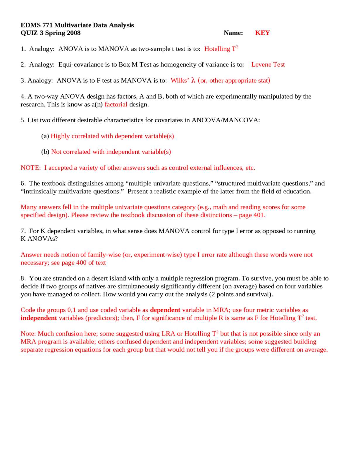 analysis questions answer key
