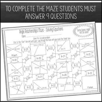 angle relationships maze answer key