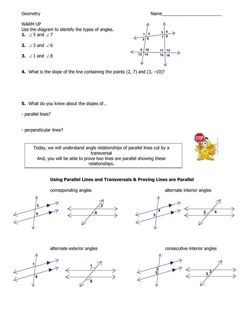 angles in parallel lines worksheet answer key