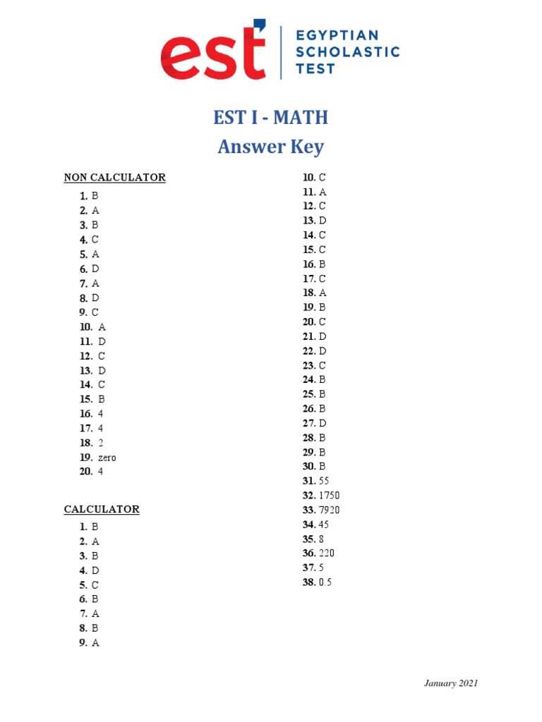 answer key for math