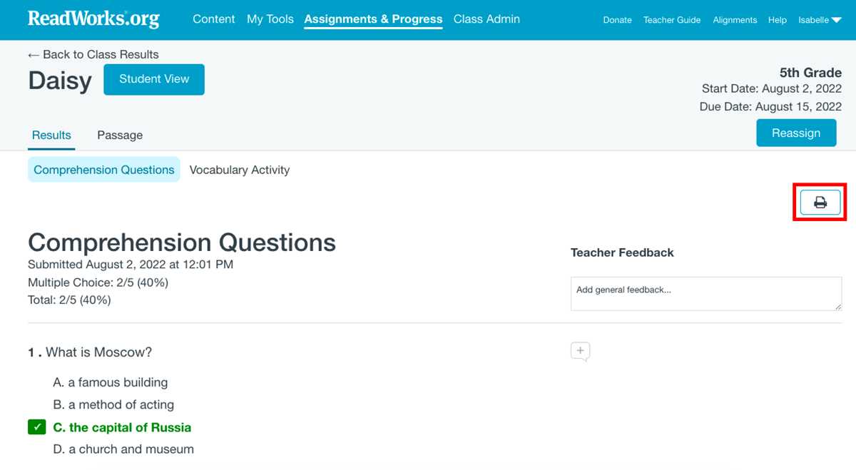 answer key readworks