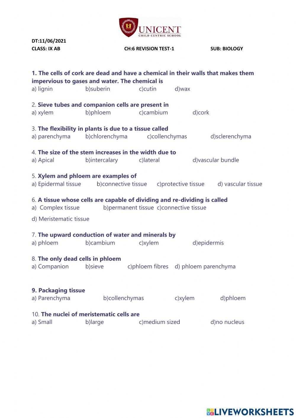 answer key tissue worksheet answers
