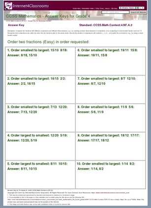 answer keys to 4th grade math page 56