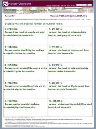 answer keys to math