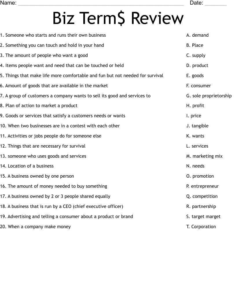 answers to key term review