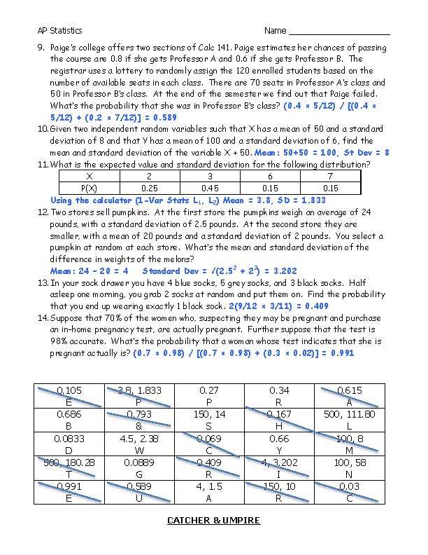 ap statistics summer packet answer key
