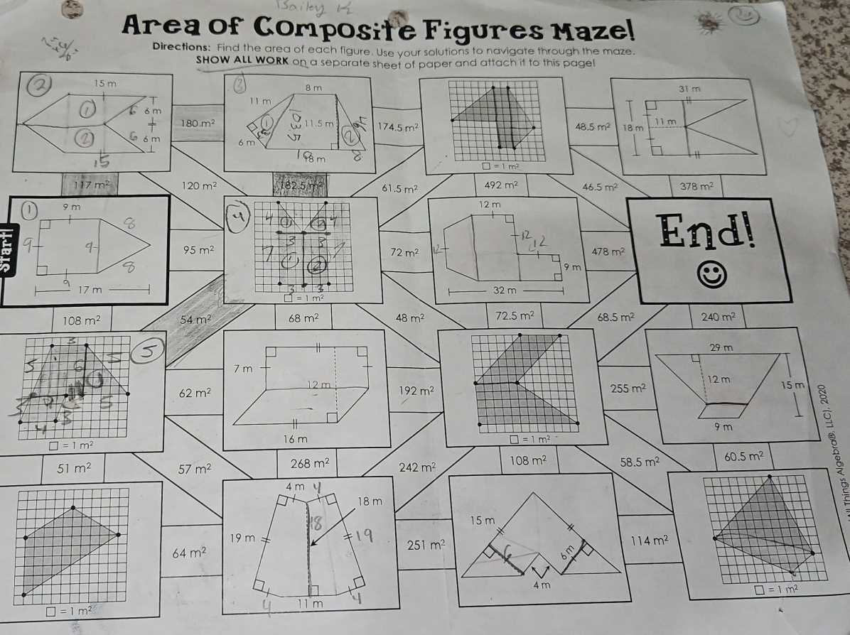area of compound figures worksheet answer key