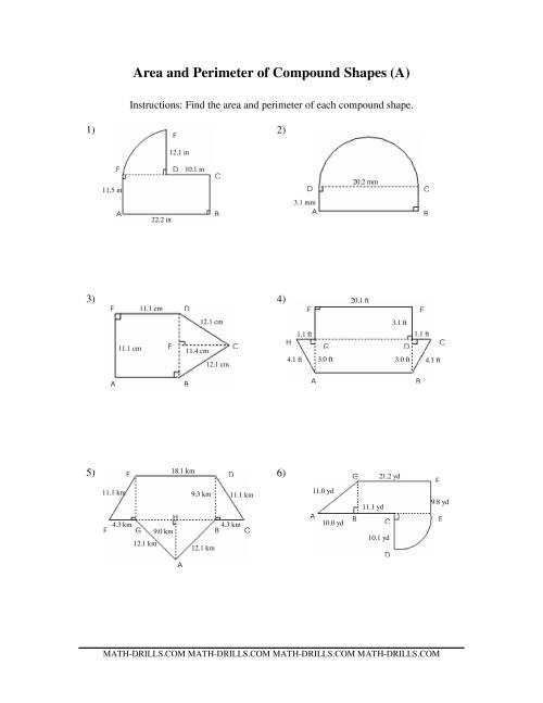 area of compound shapes answer key