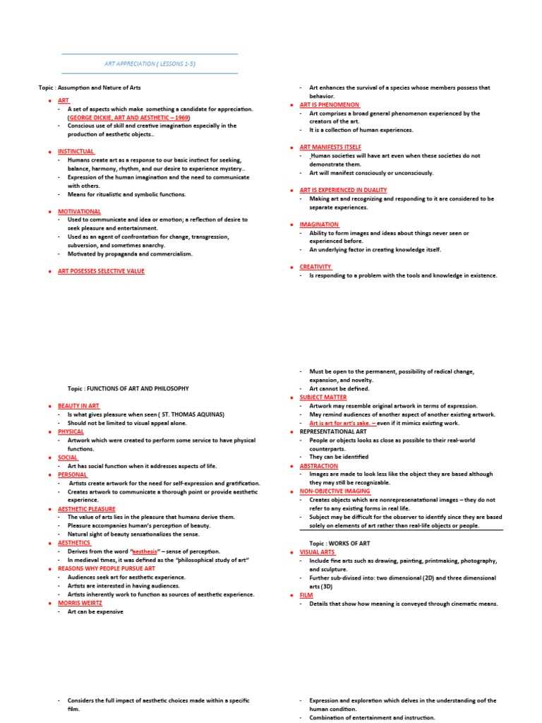 art appreciation answer key