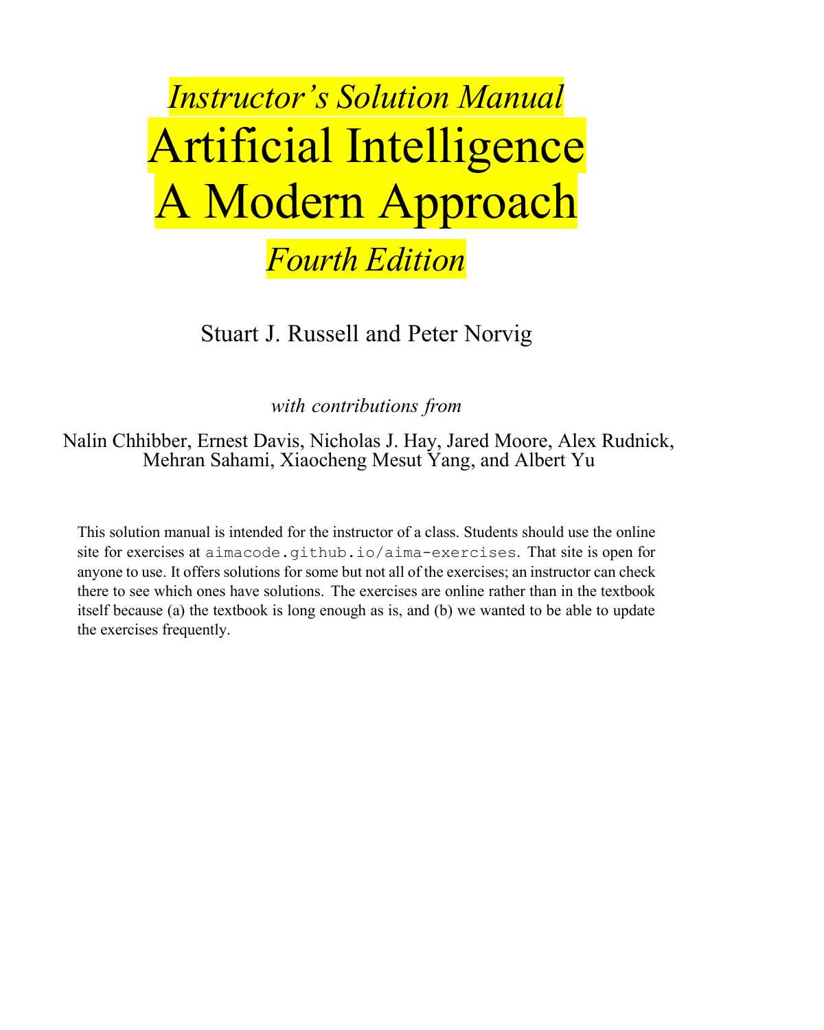 artificial intelligence a modern approach answer key