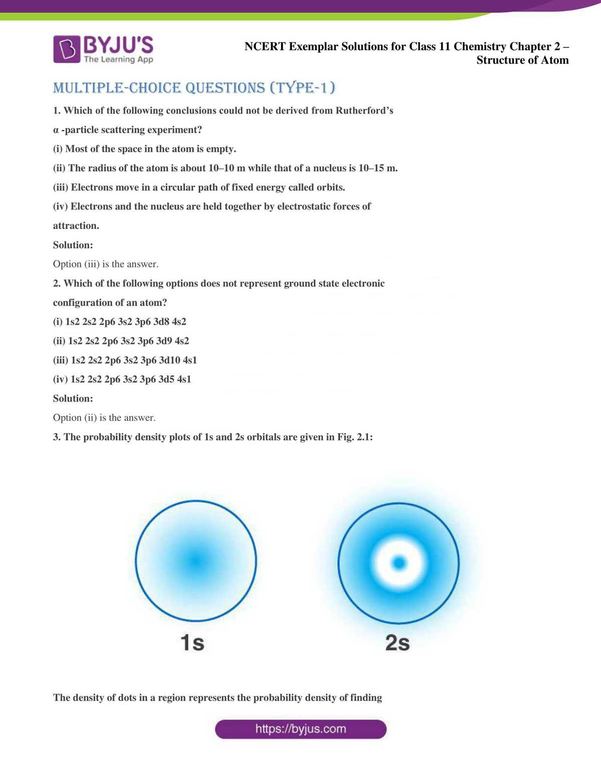 atomic structure practice problems answer key