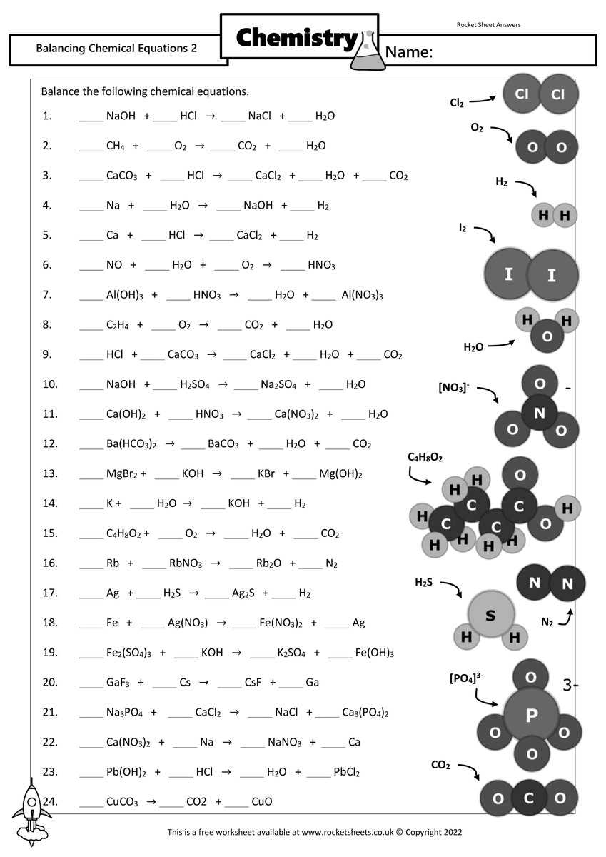 balancing chemical equations answer key