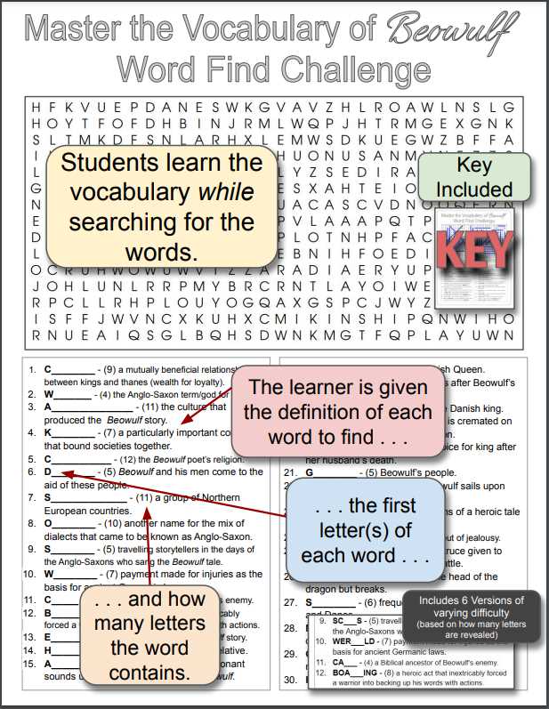 beowulf reading comprehension questions answer key