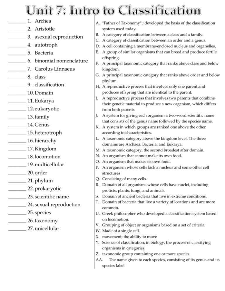 biological classification worksheet answer key pogil